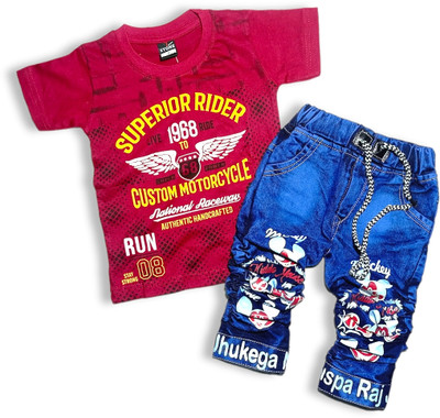 Fashion Stufff Boys Casual T-shirt Jeans(Maroon)