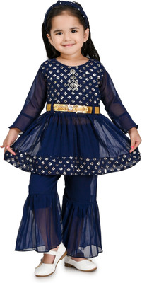 EasyFashion Girls Party(Festive) Top Pant(NAVY BLUE)