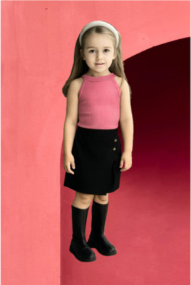 Riyanshi Collect Girls Casual Top Shorts(Pink, Black)