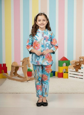 Pahani Feel Fabulous Baby Girls Party(Festive) Top Pant(Sky Blue)