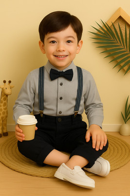 Bleckz Someck Boys Party(Festive) Shirt Pant(Grey)