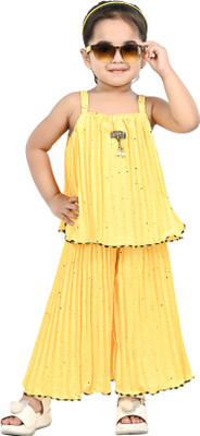 new gen Girls Party(Festive) Top Pant(Yellow)