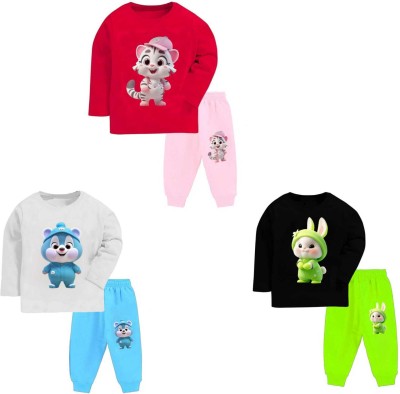Lavi-Tavi Baby Boys & Baby Girls Casual T-shirt Pyjama(Multicolor)
