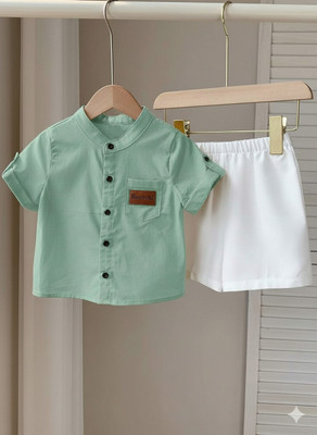 Pheraava Baby Boys Party(Festive) Shirt Shorts(LIGHT GREEN)