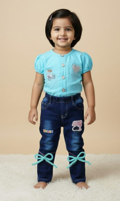 Mauli Collection Baby Girls Casual Top Jeans(Blue)