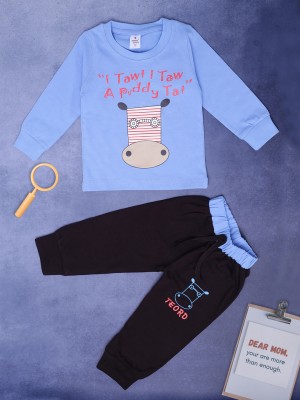 V-MART Baby Boys & Baby Girls Casual T-shirt Pyjama(Blue)