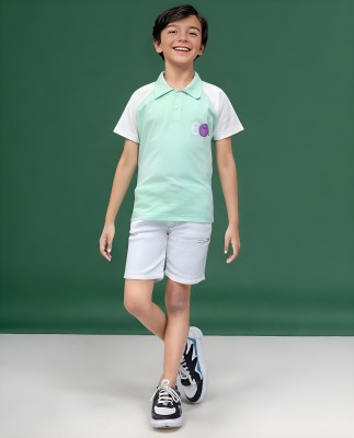 TOONYPORT Boys Casual T-shirt Shorts(Sea Green)