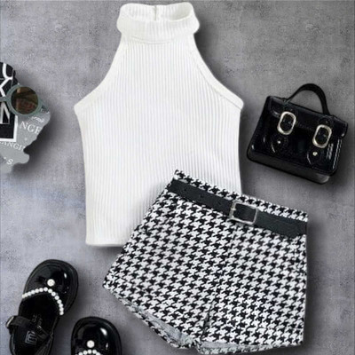 HouseOfCommon Baby Girls Party(Festive) Top Shorts(White)