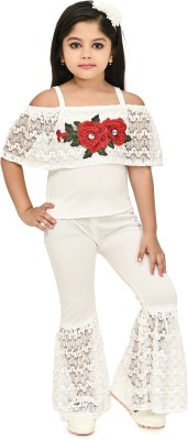 CHANDRIKA LIFESTYLE Girls Party(Festive) Top Trouser(WHITE)