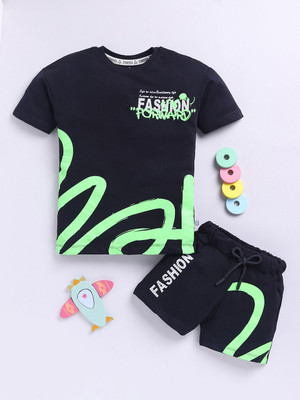 YK X Tinyo Boys & Girls Casual T-shirt Shorts(Black)