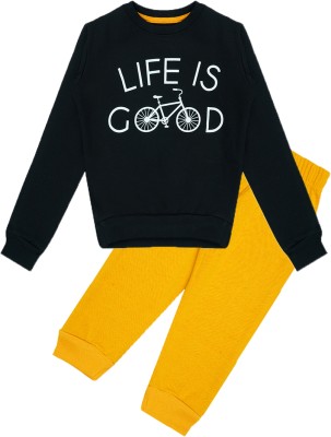 Totily Boys & Girls Casual Sweatshirt Pant(Black : Yellow)