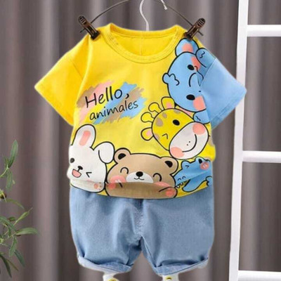 CosTheeta Baby Boys & Baby Girls Casual T-shirt Shorts(Yellow)