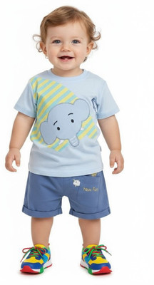 dingdong Baby Boys Casual T-shirt Pant(Blue)