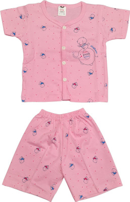 rayie collection Baby Boys & Baby Girls Casual T-shirt Shorts(pink)