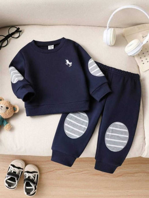 LIBU N PIXIE Baby Boys & Baby Girls Casual T-shirt Track Pants(NAVY BLUE)