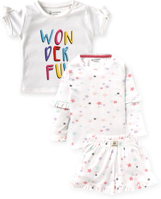 eebabee Baby Girls Casual T-shirt Top, Shorts(Multicolor)