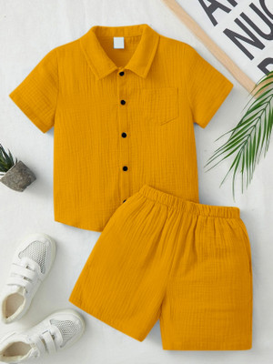 The Fashion Prime Boys Casual Shirt Shorts(Musterd Yellow)