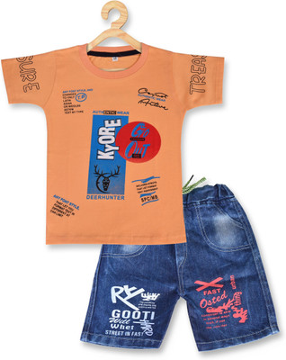 Style Generation Boys Party(Festive) T-shirt Pant(Orange)
