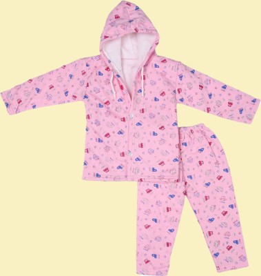 SwellSwag Baby Boys & Baby Girls Casual Sweatshirt Pyjama(Pink)