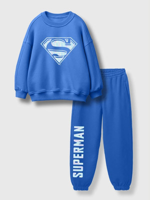 Nap Chief Boys & Girls Superman Casual Sweatshirt Track Pants(Blue)