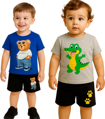 SEGRO Baby Boys & Baby Girls Casual T-shirt Shorts(ROYAL, GREY)