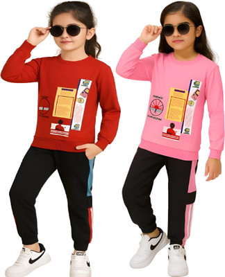 DRUZZEE Baby Girls Casual T-shirt Pant(RED-BABY PINK)