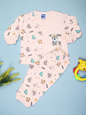 V-MART Baby Boys Casual T-shirt Pyjama(Peach)