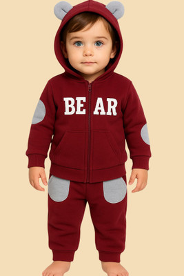 DelQueen Baby Boys Casual Track Suit Track Suit(Maroon)
