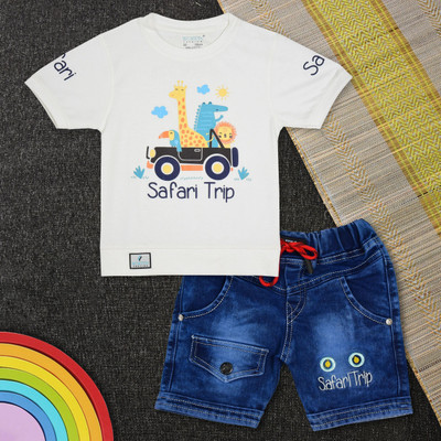 Worton Fashion Boys Casual T-shirt Shorts(White)