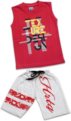 FUTURE TRENDSs Boys Casual T-shirt Three Fourth Pant(RED)