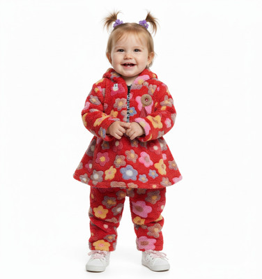 SVM FASHION Baby Girls Casual Sweater Pyjama(Red)
