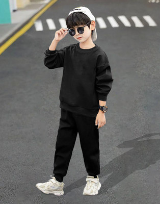 LGGARMENTS Boys Casual T-shirt Track Pants(Black_5)