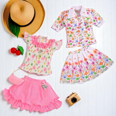 HALDER Baby Girls Casual Top Skirt(Pink & Pink)