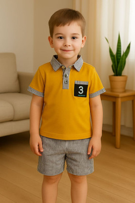 peeloo Baby Boys & Baby Girls Casual Dress Dress(YELLOW STREEP 0-3)