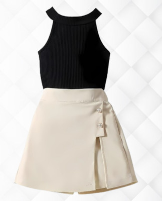 Riyanshi Trending Girls Party(Festive) Top Shorts(BLACK)