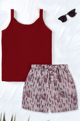 Fashion Dream Girls Casual Top Shorts(MAROON)