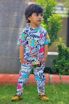 Sagar Impex Boys Party(Festive) T-shirt Pant(WHITE)