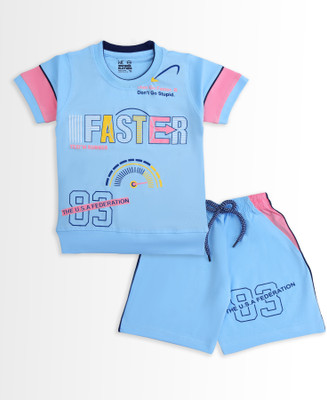 Wonder Klothes Boys Casual T-shirt Shorts(Blue)