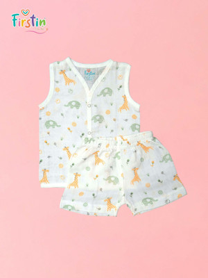Firstin Baby Boys & Baby Girls Casual Vest Shorts(Jungle)