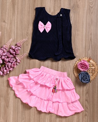 AR Unique Baby Girls Party(Festive) Top Skirt(Black & Pink)