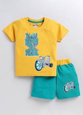 CUTOPIES Boys Casual T-shirt Shorts(MUSTARD)
