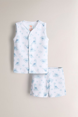 uncle fox Baby Boys & Baby Girls Casual Vest Shorts(White & Blue)