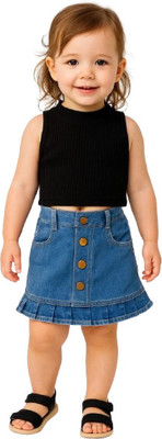 MiniMighty Baby Girls Casual Top Skirt(BLACK)