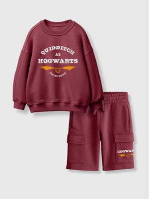 Nap Chief Boys & Girls Casual Sweatshirt Shorts(Maroon)