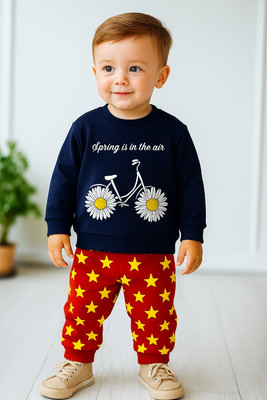 DOODEEKIDS Boys & Girls Casual Sweatshirt Pant(Navy & Red)