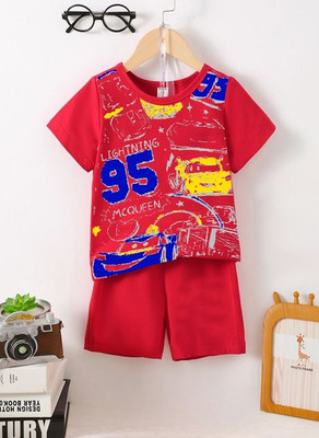 toystshirt Baby Boys Casual T-shirt Trouser(Red)