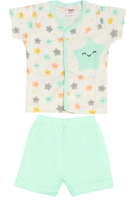 happiee bears Baby Boys & Baby Girls Casual Shirt Shorts(Pista Green)
