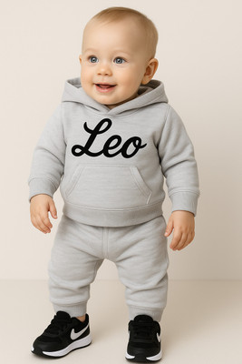 Mayneisha Baby Boys & Baby Girls Casual Sweatshirt Track Pants(Grey)