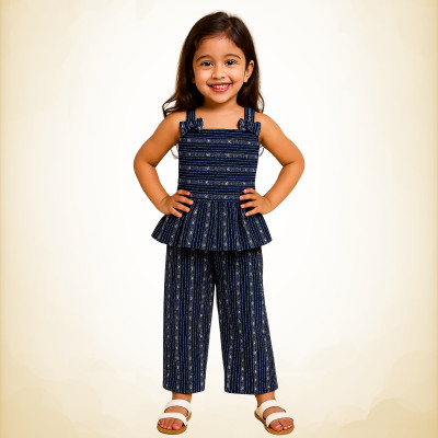 Vaani Creation Girls Casual Top Pant(Navy Blue)