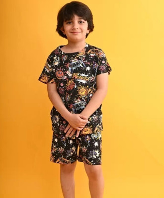 MaaBhawaniprint Baby Boys Casual T-shirt Shorts(Black)